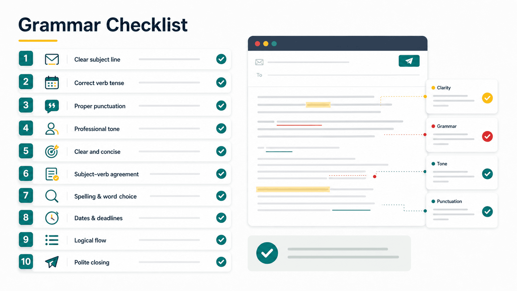 Business email grammar checklist