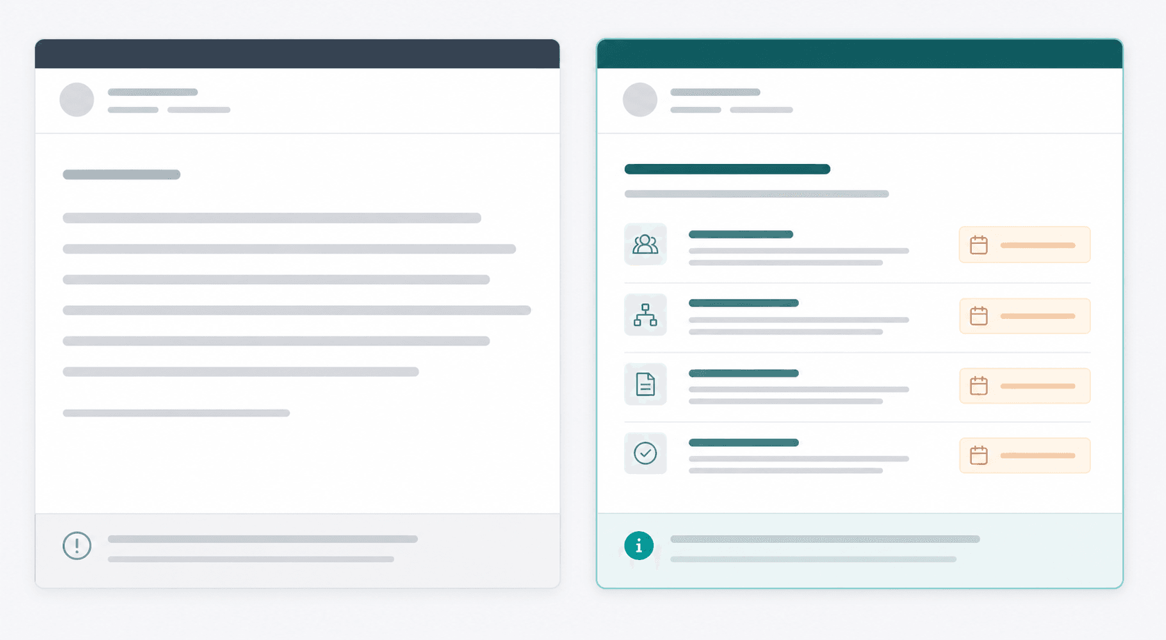 Split-screen interface showing a vague workplace message on the left and a clearer structured rewrite on the right