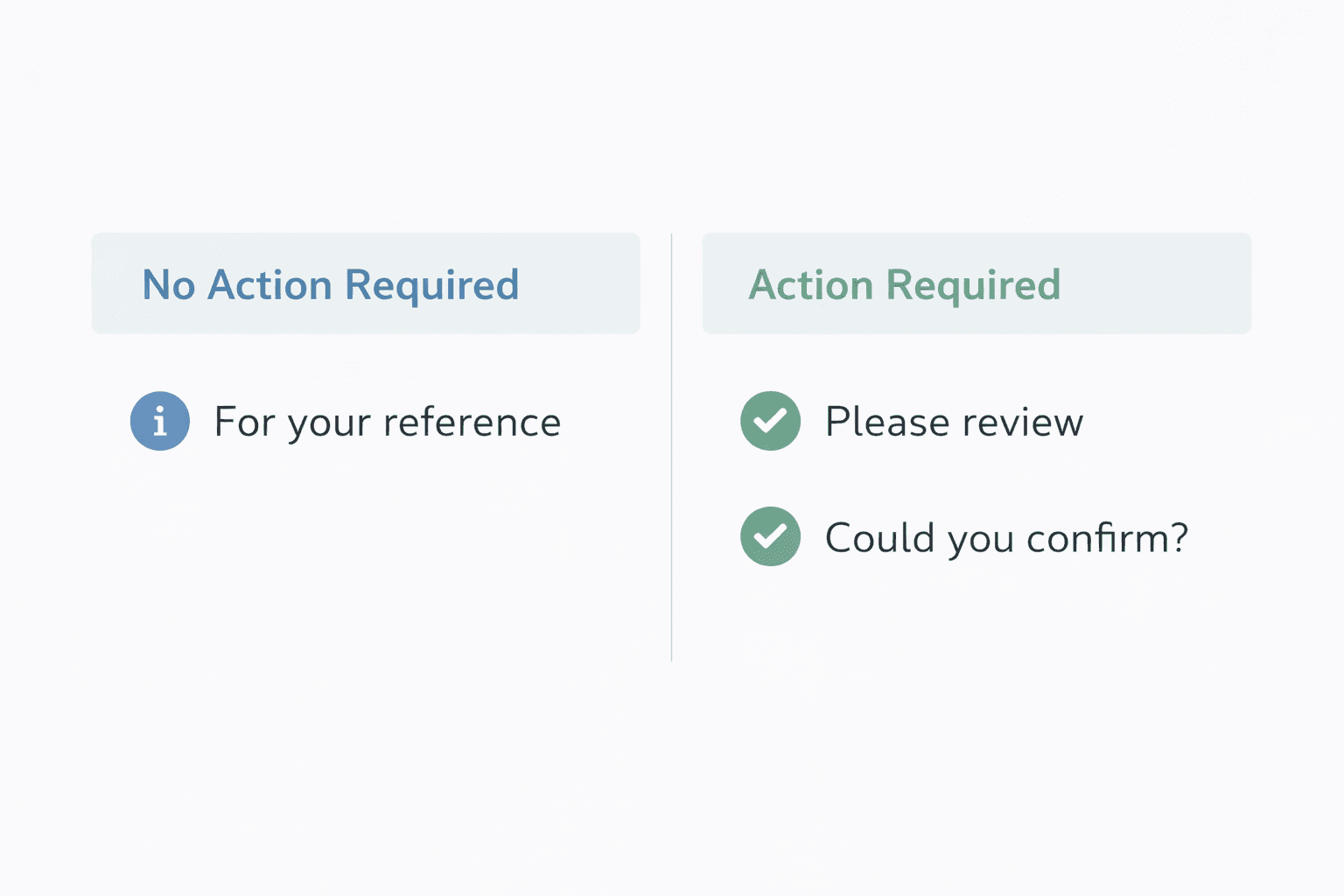 for your reference meaning no action required vs action required email phrases