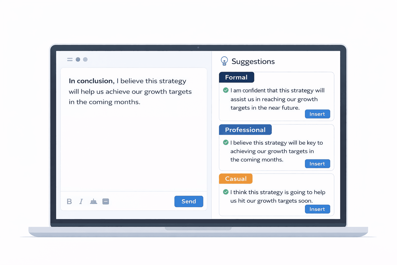 AI Grammar Buddy Email Improver UI example