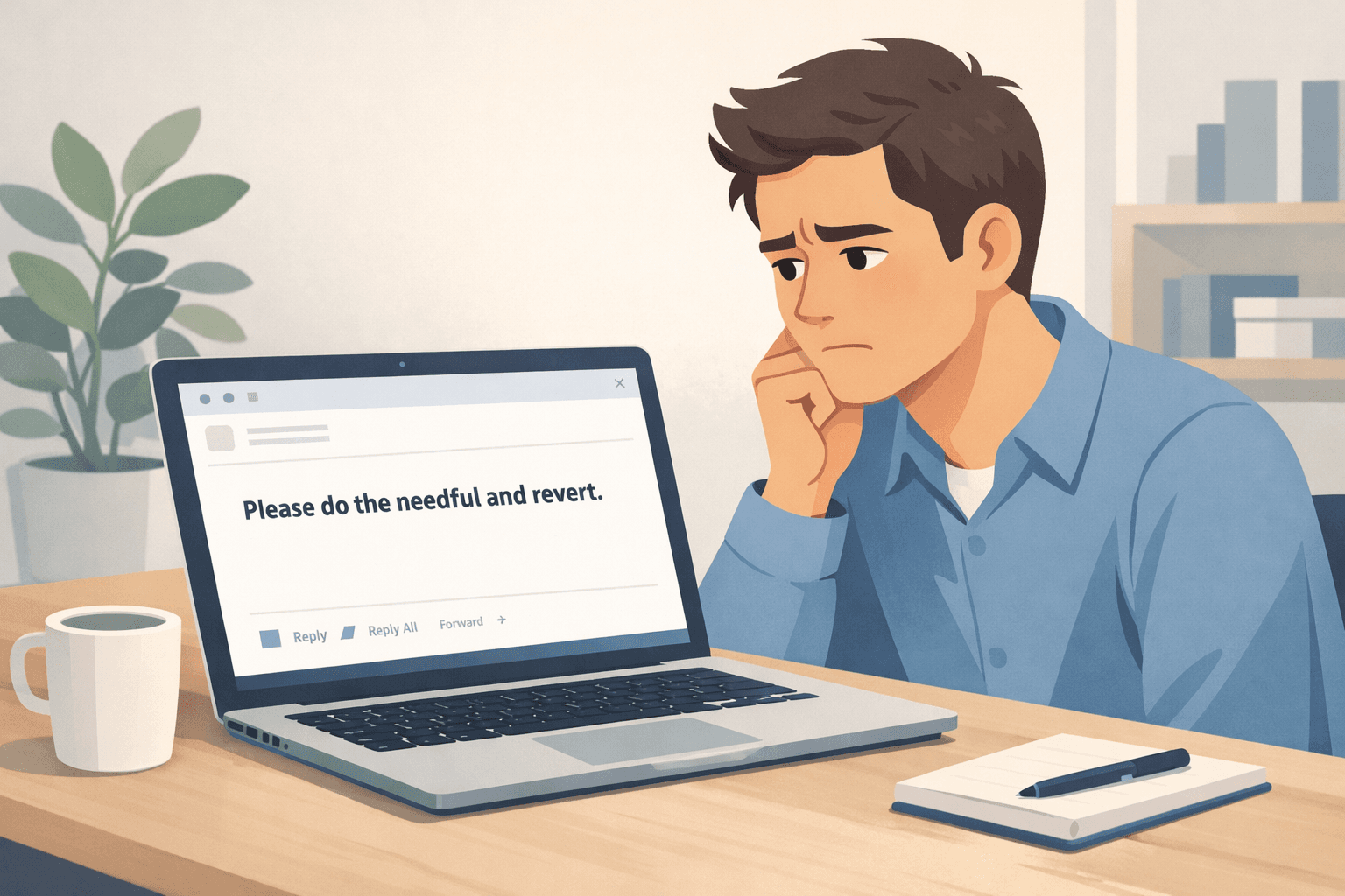 Inbox view with the phrase "Please do the needful" highlighted next to a clear action checklist