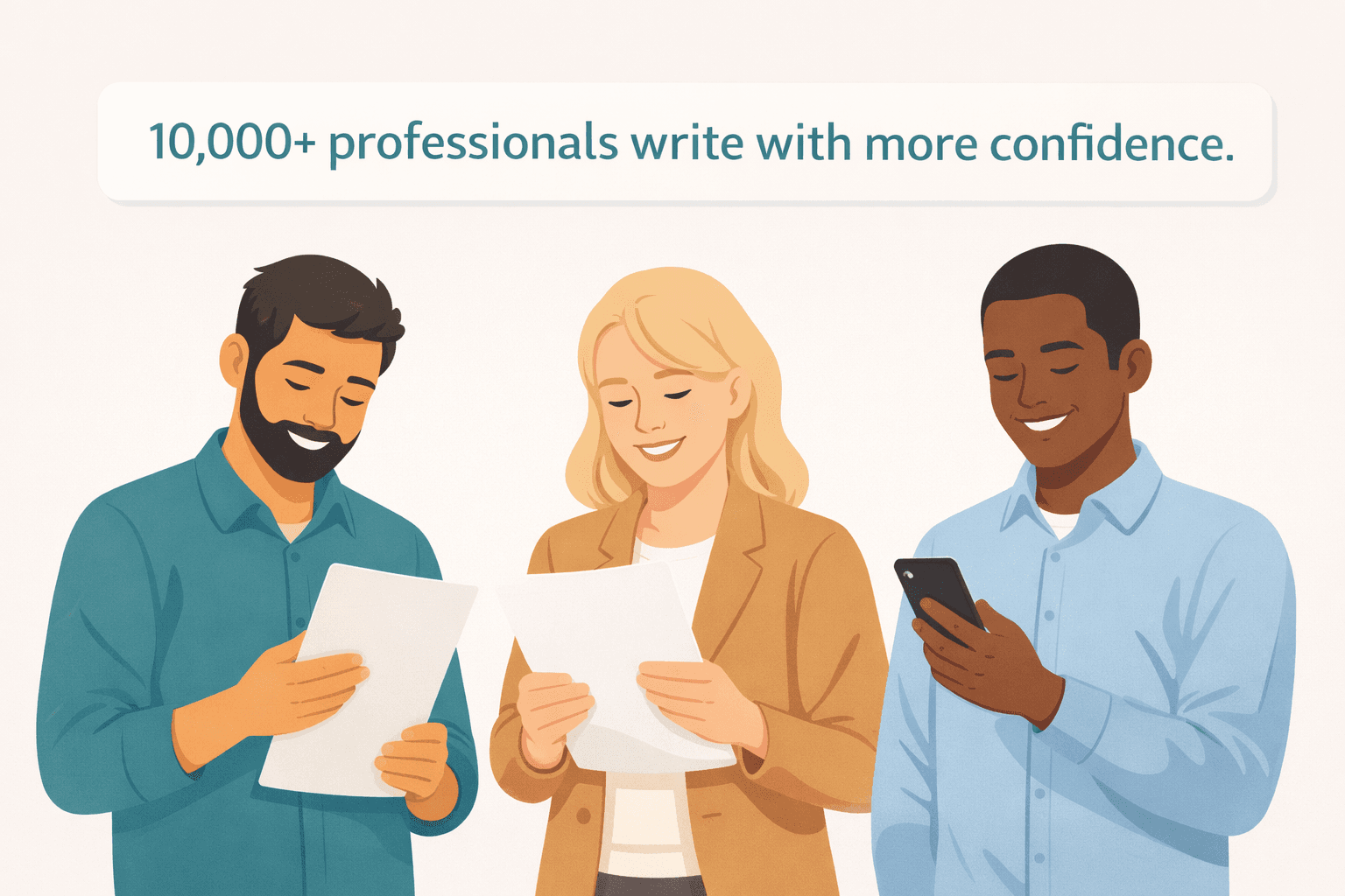 Trust and social proof illustration for professional email clarity and tone improvements