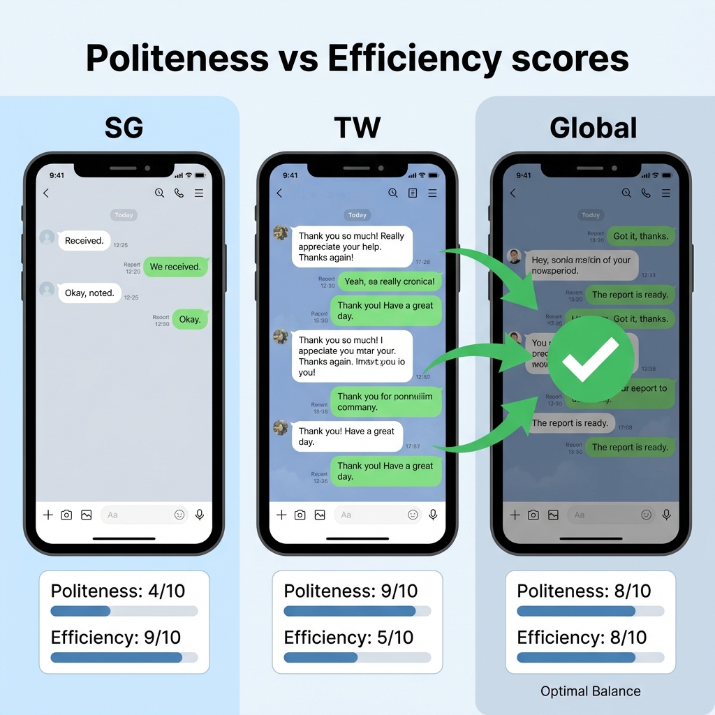 Comparison of annual leave request emails in Singapore vs Taiwan style