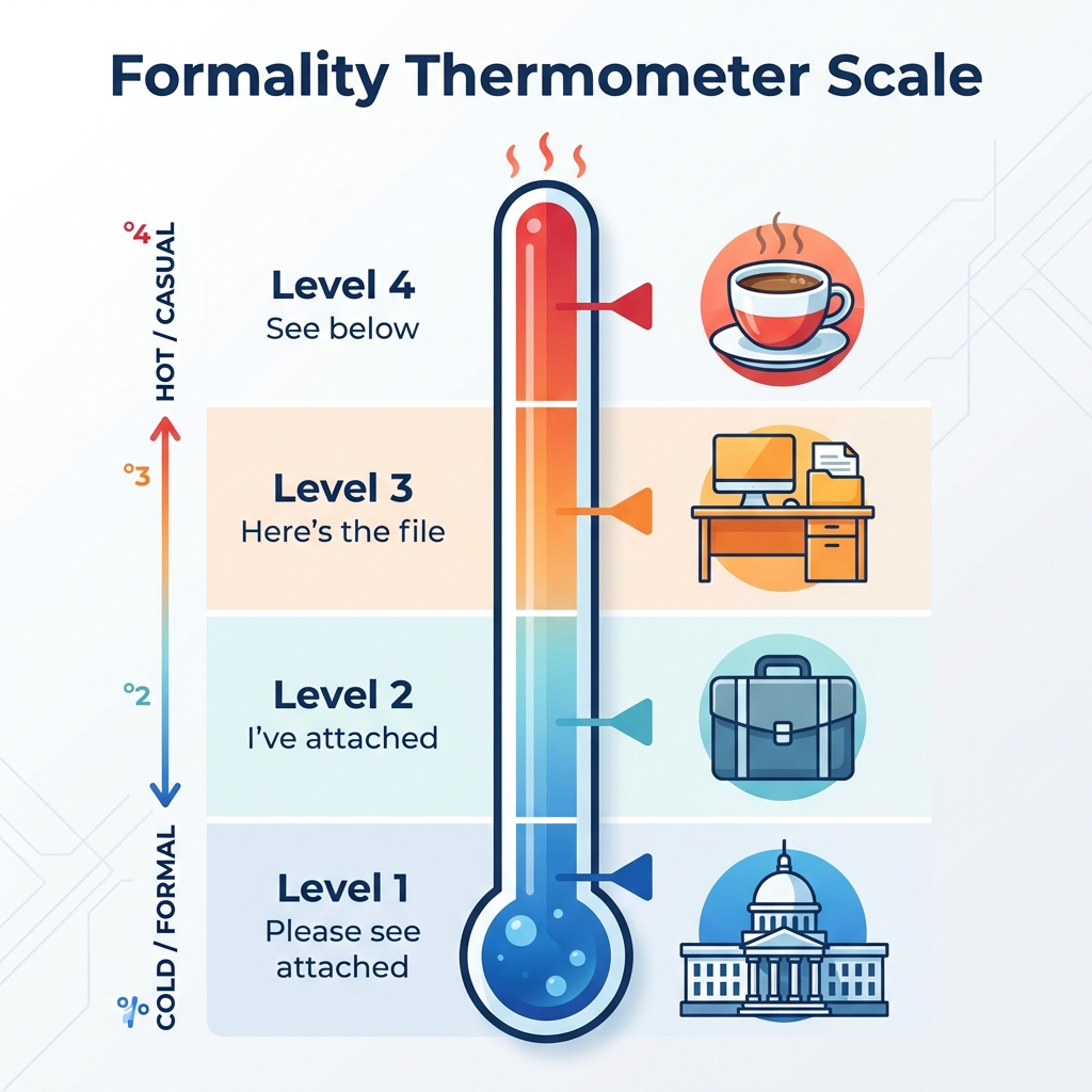 Email formality scale from super formal to casual communication